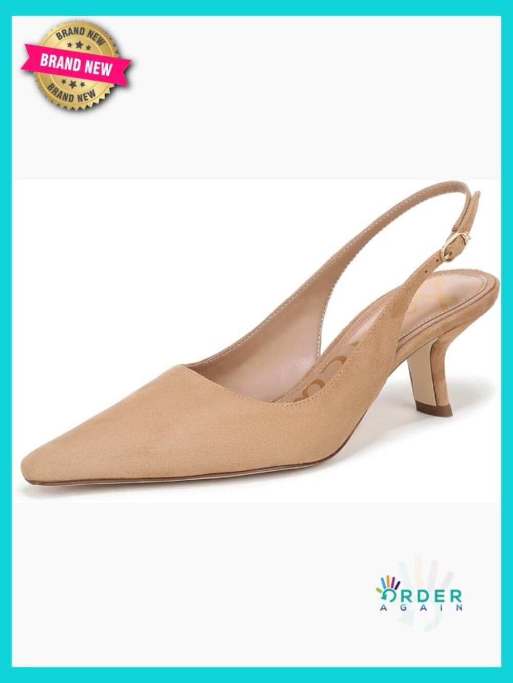 Slingback Pumps Pointed Toe Kitten Heel Buckle Closure Business Casual Office
